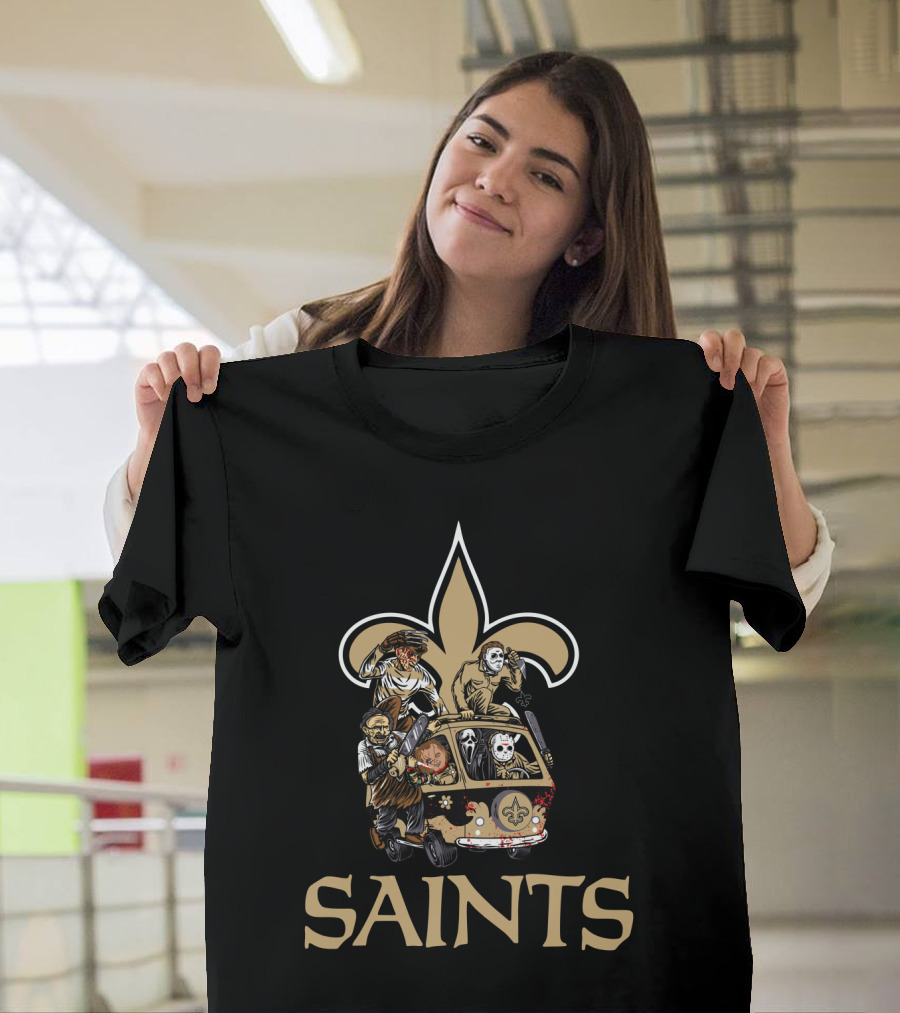 Saints Fleur-de-Lis Horror Movie Characters Van T-Shirt
