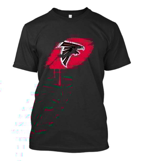 Atlanta Falcons Red Lip Print With Iconic Falcon T-Shirt