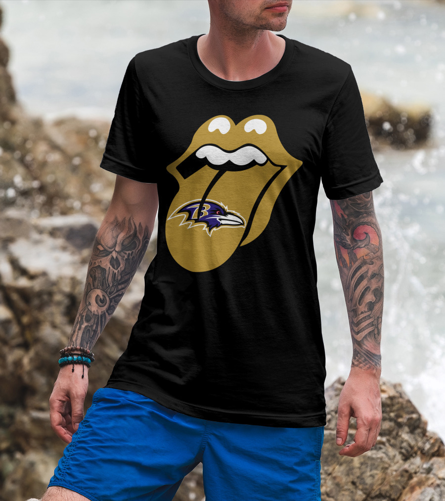 Baltimore Ravens Rolling Stones Tongue T-Shirt