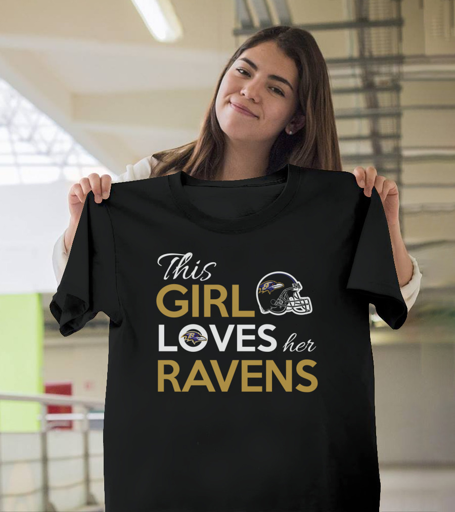 This Girl Loves Her Ravens Baltimore Ravens Helmet T-Shirt