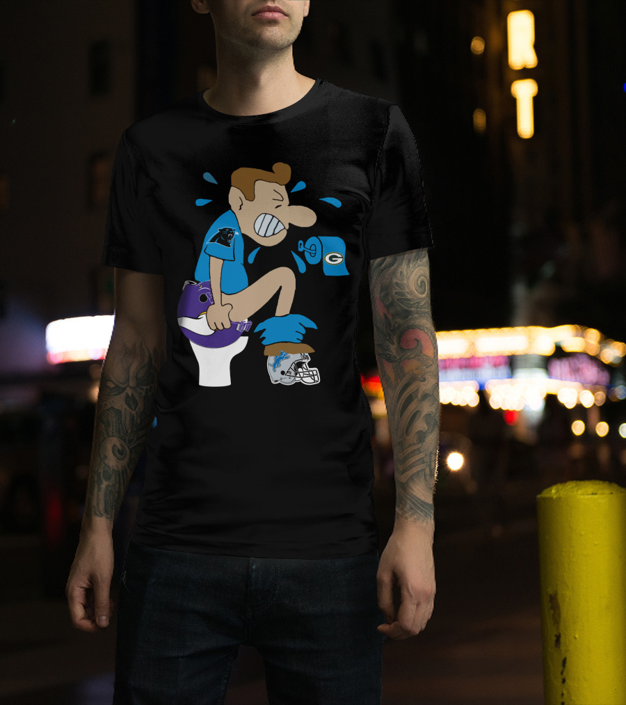 Carolina Panthers Rivalry Humor With Vikings Lions Packers Logos T-Shirt