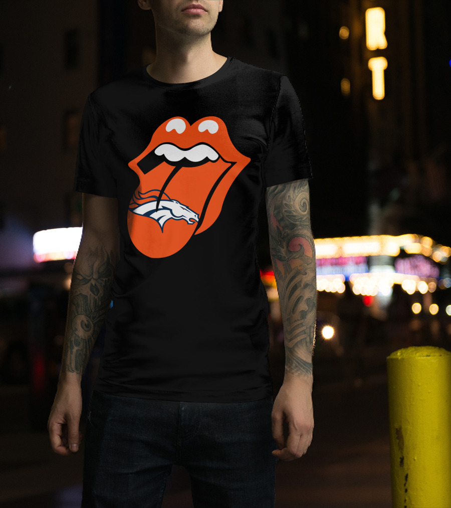 Denver Broncos Rolling Stones Tongue Logo Fusion T-Shirt