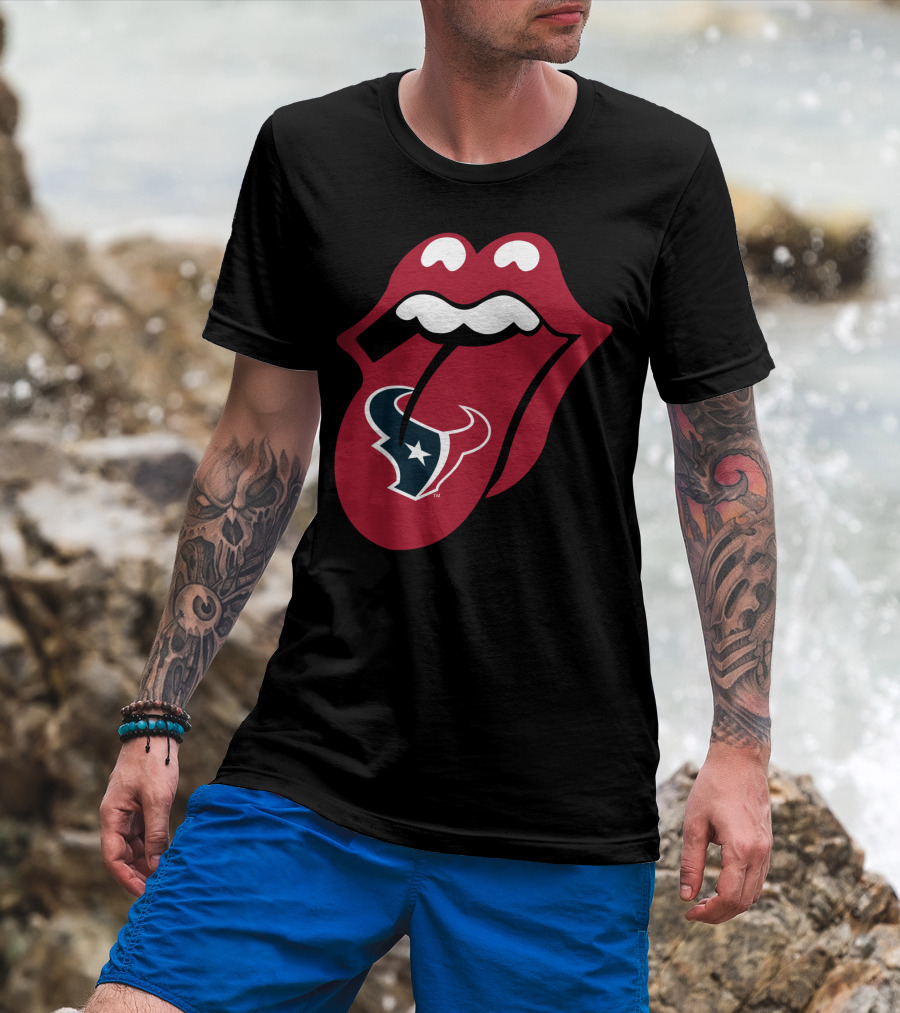 Houston Texans Rolling Stones Tongue Logo Collaboration T-Shirt