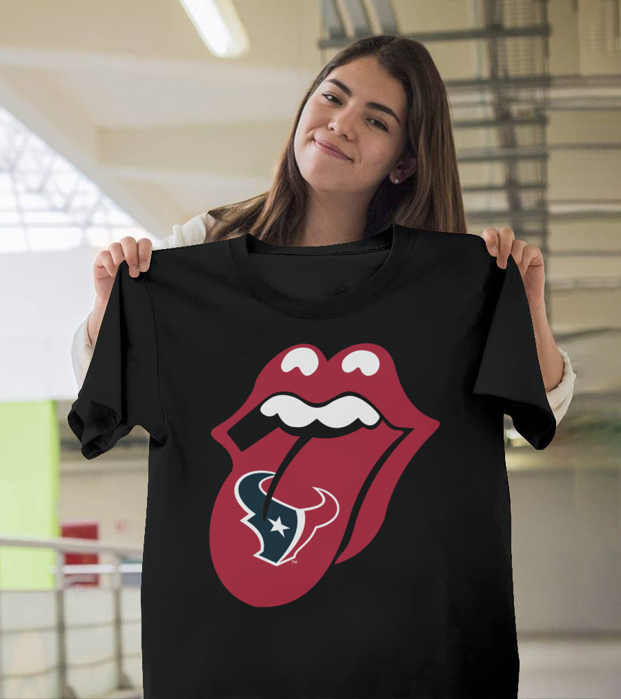 Houston Texans Rolling Stones Tongue Logo Collaboration T-Shirt