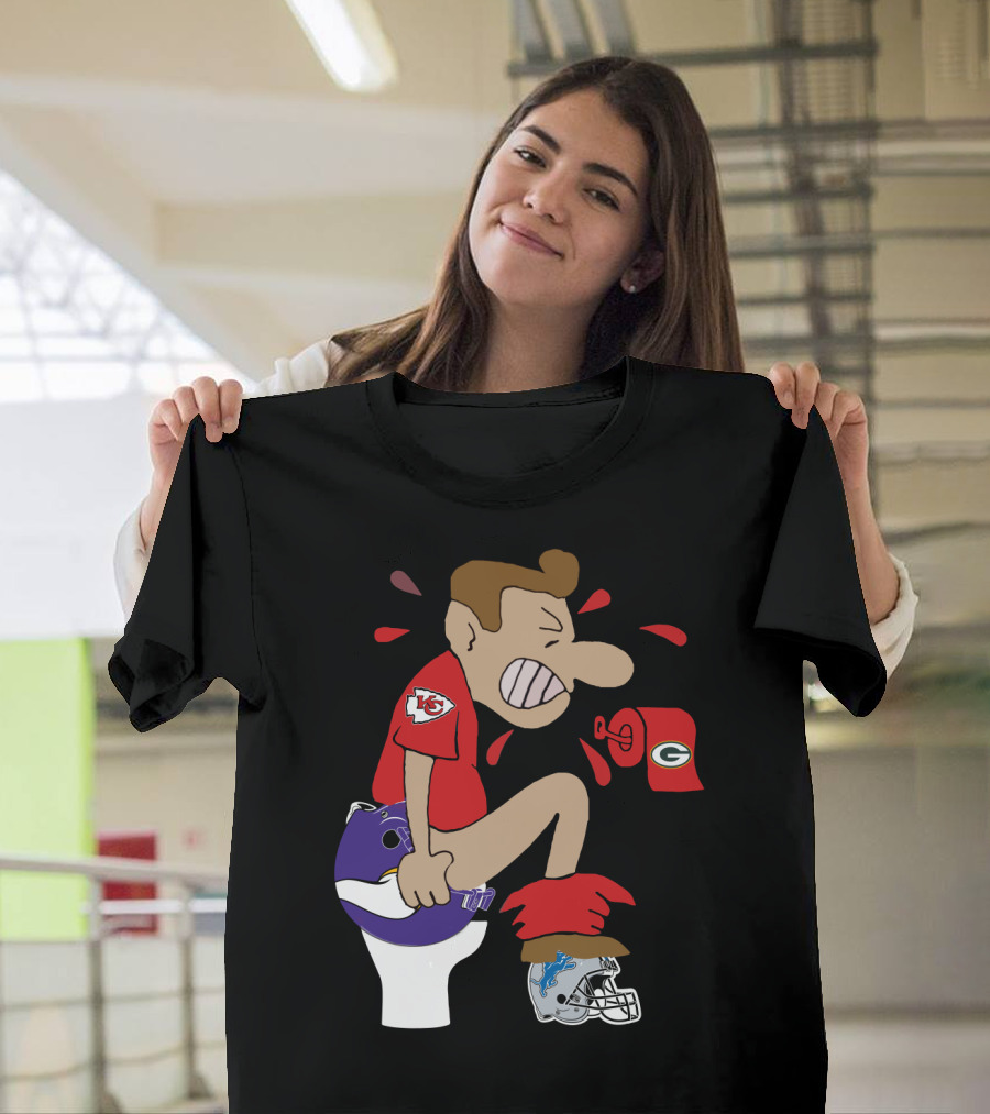Kansas City Chiefs Rivalry Humor With Vikings Packers And Lions Toilet Theme T-Shirt