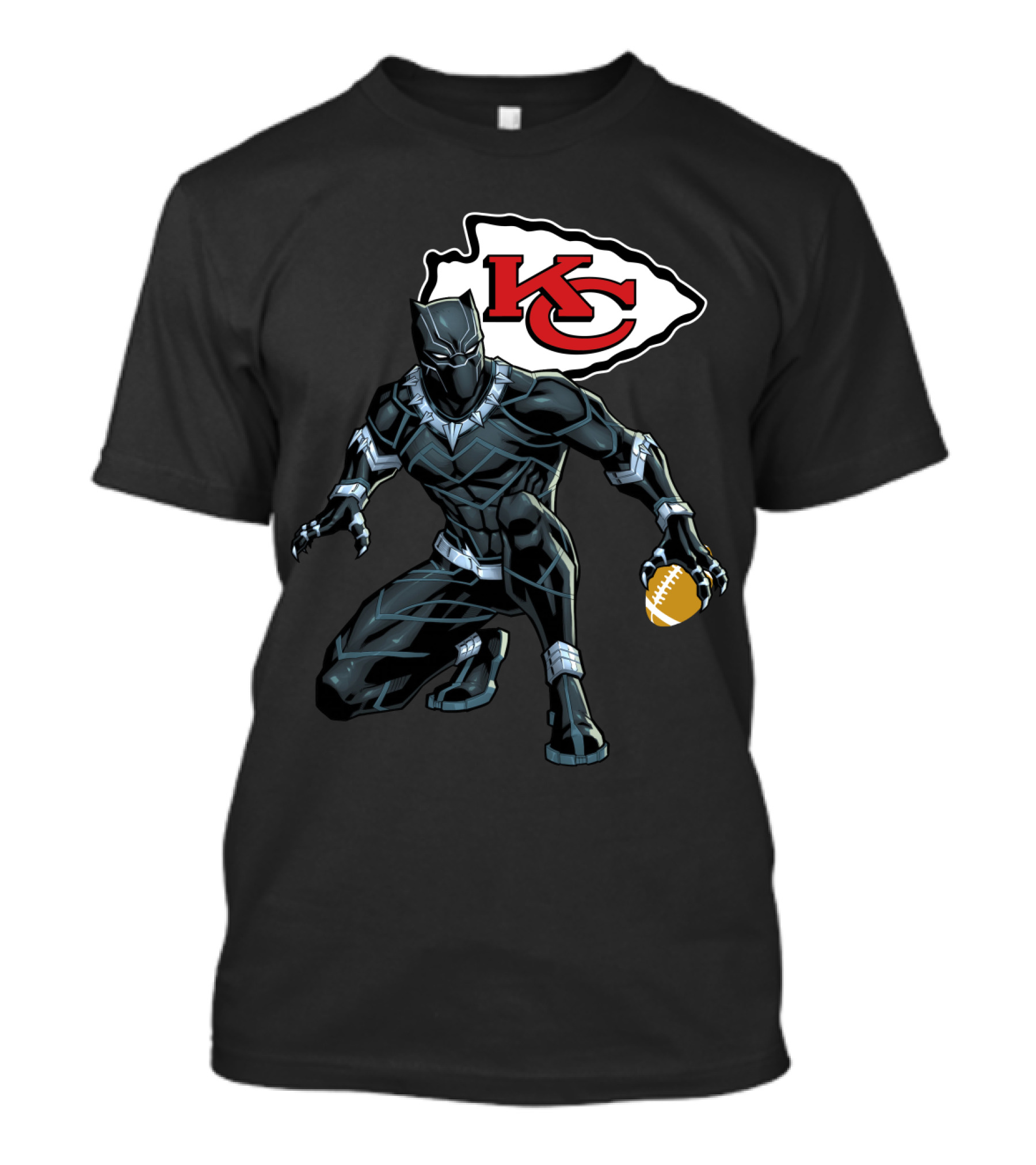 Kansas City Chiefs Black Panther Football Fusion T-Shirt