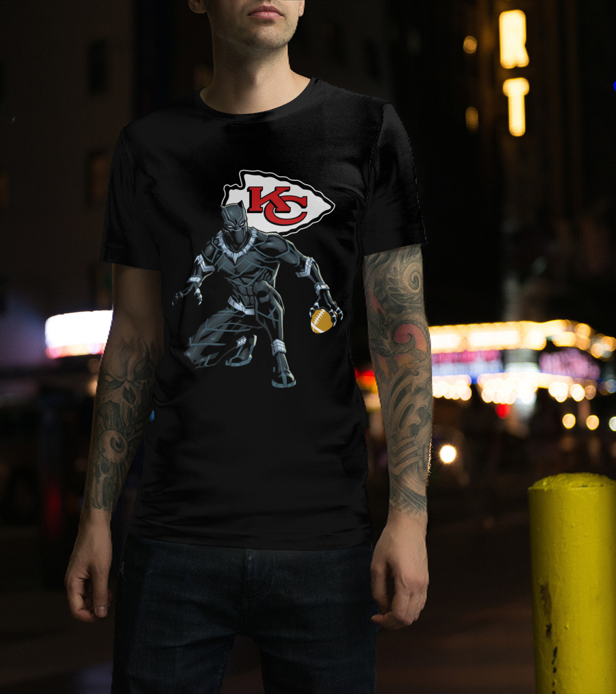 Kansas City Chiefs Black Panther Football Fusion T-Shirt