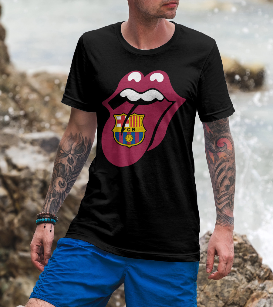Barcelona Fcb Rolling Stones Logo Fusion T-Shirt