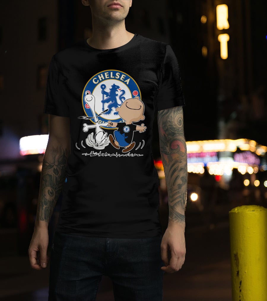 Chelsea Blue Lion Dancing Peanuts Characters T-Shirt