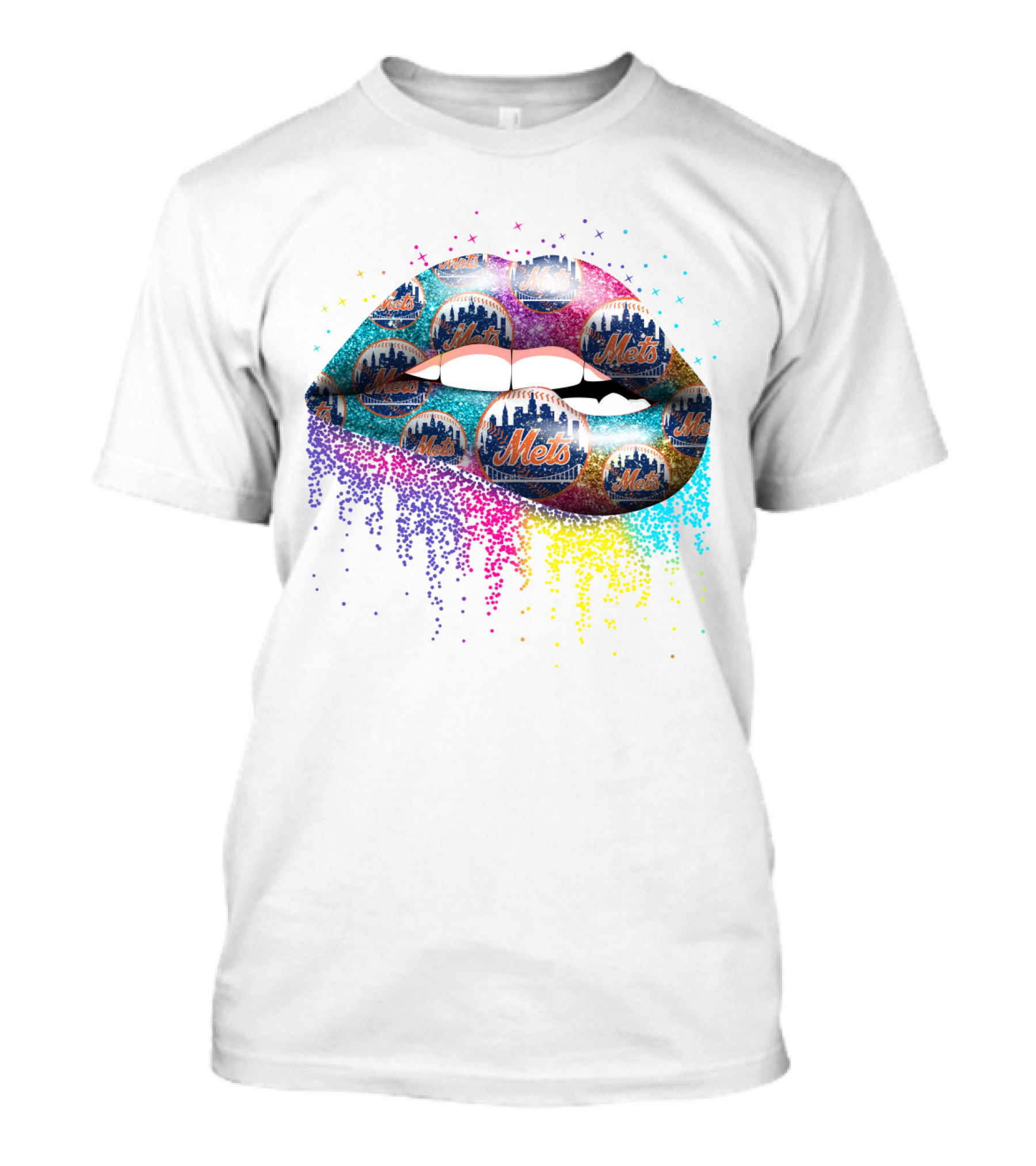 New York Mets Glitter Lip T-Shirt