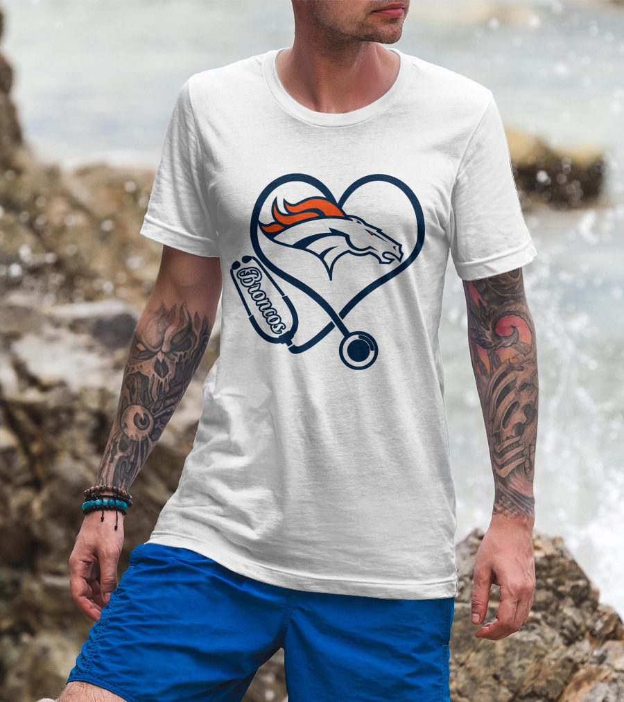 Nurse Broncos Heart Stethoscope Denver Broncos T-Shirt