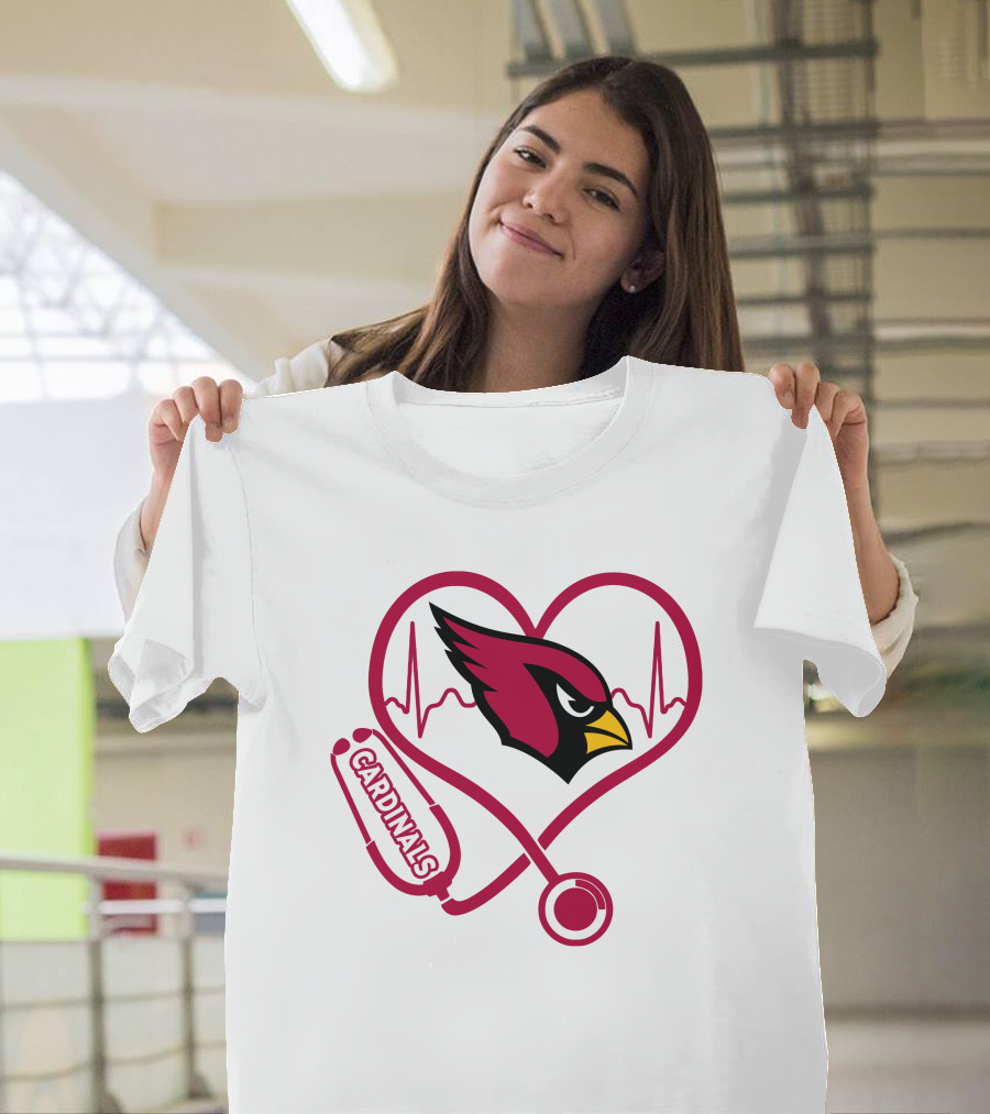 Arizona Cardinals Nurse Heart Stethoscope T-Shirt