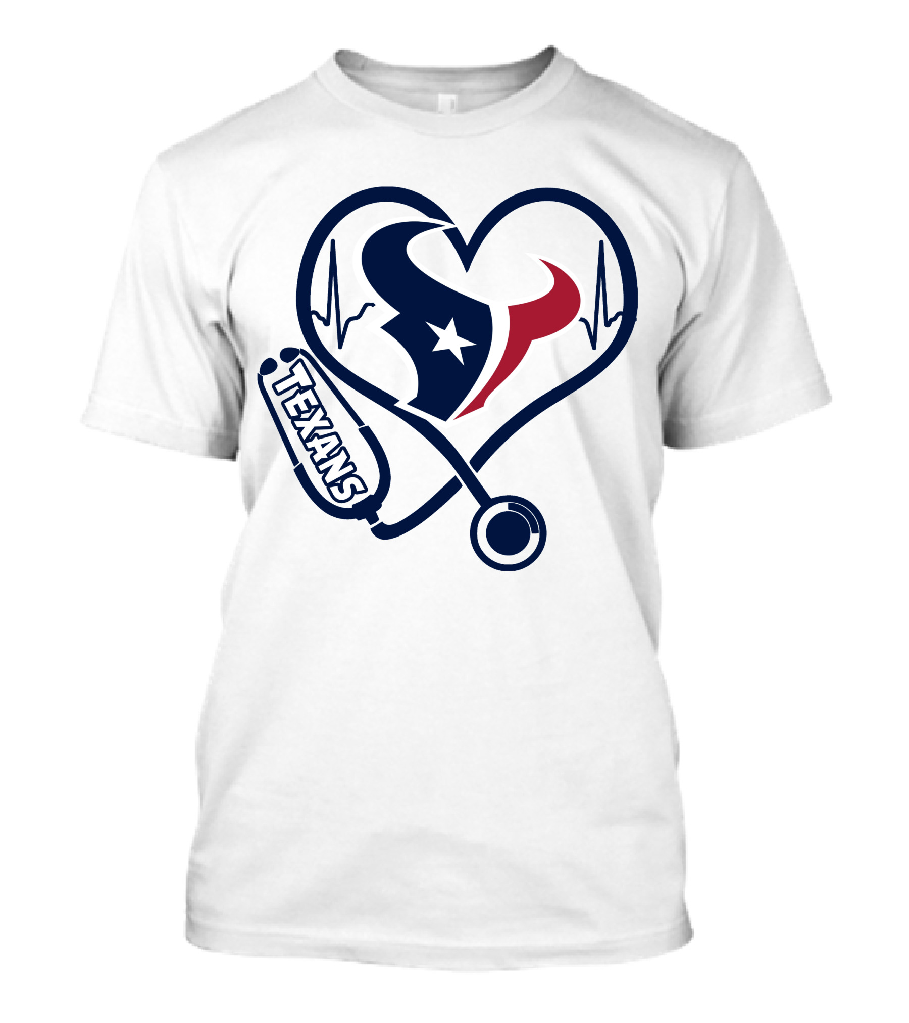 Nurse Houston Texans Heartbeat Stethoscope T-Shirt
