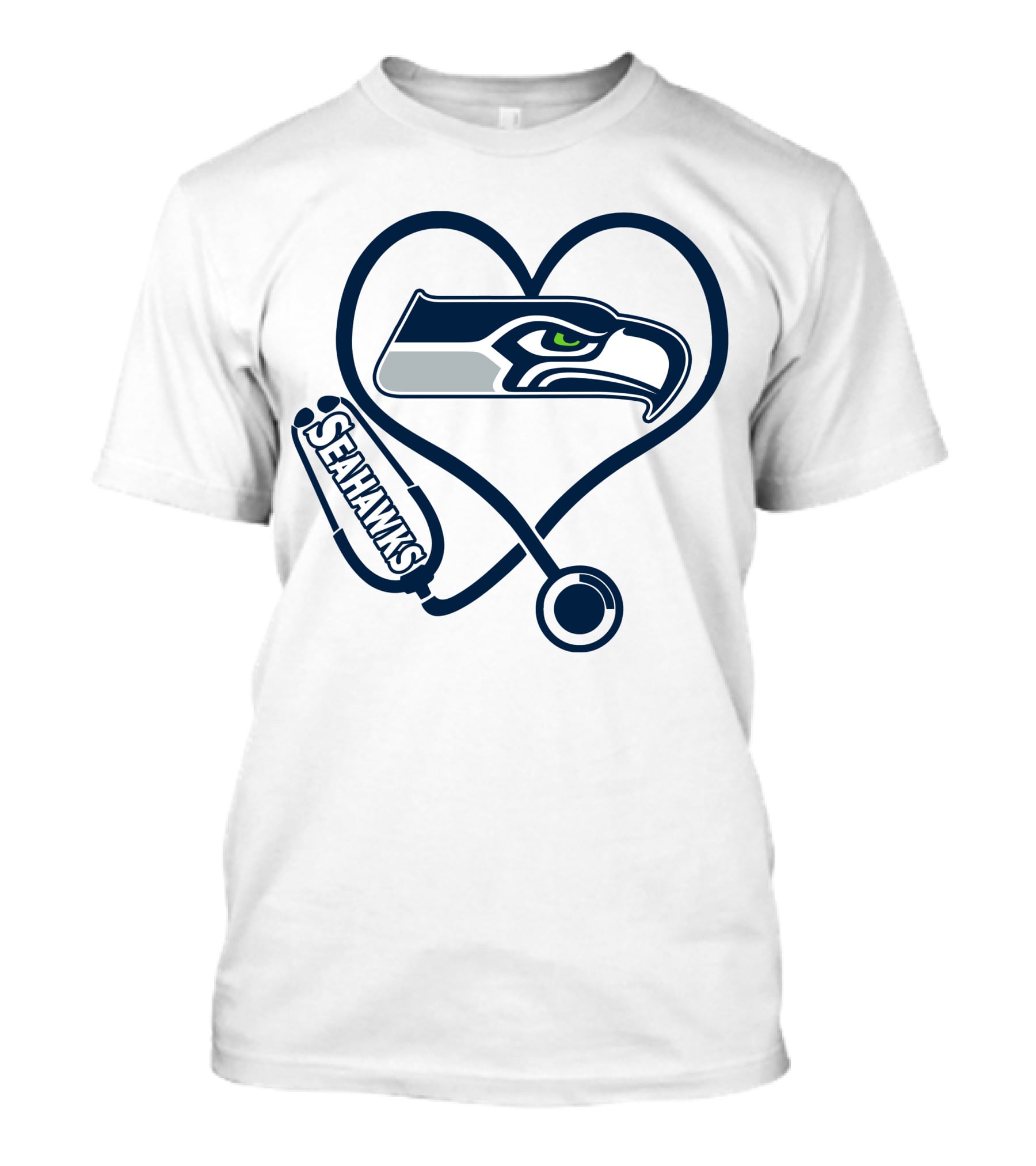 Seattle Seahawks Nurse Heart Stethoscope T-Shirt