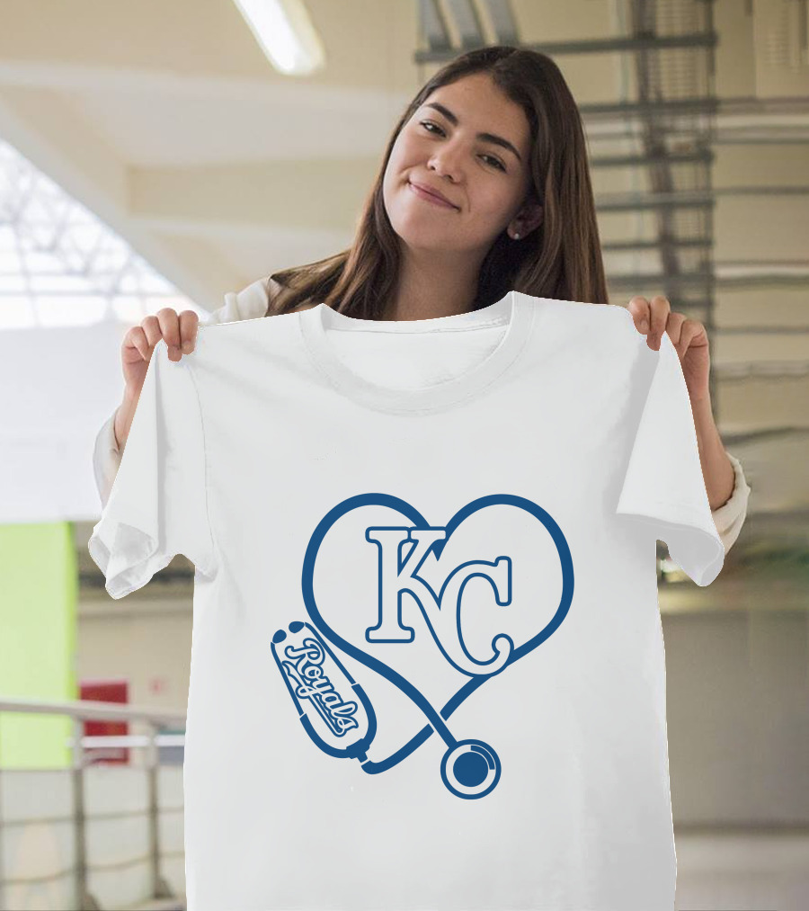 Kansas City Royals Kc Nurse Heart Stethoscope T-Shirt
