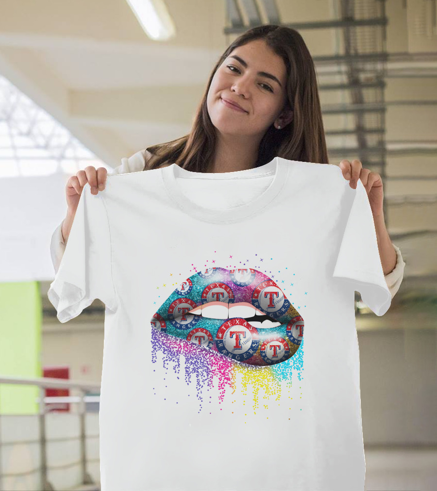 Texas Rangers Lips Multicolored Burst T-Shirt