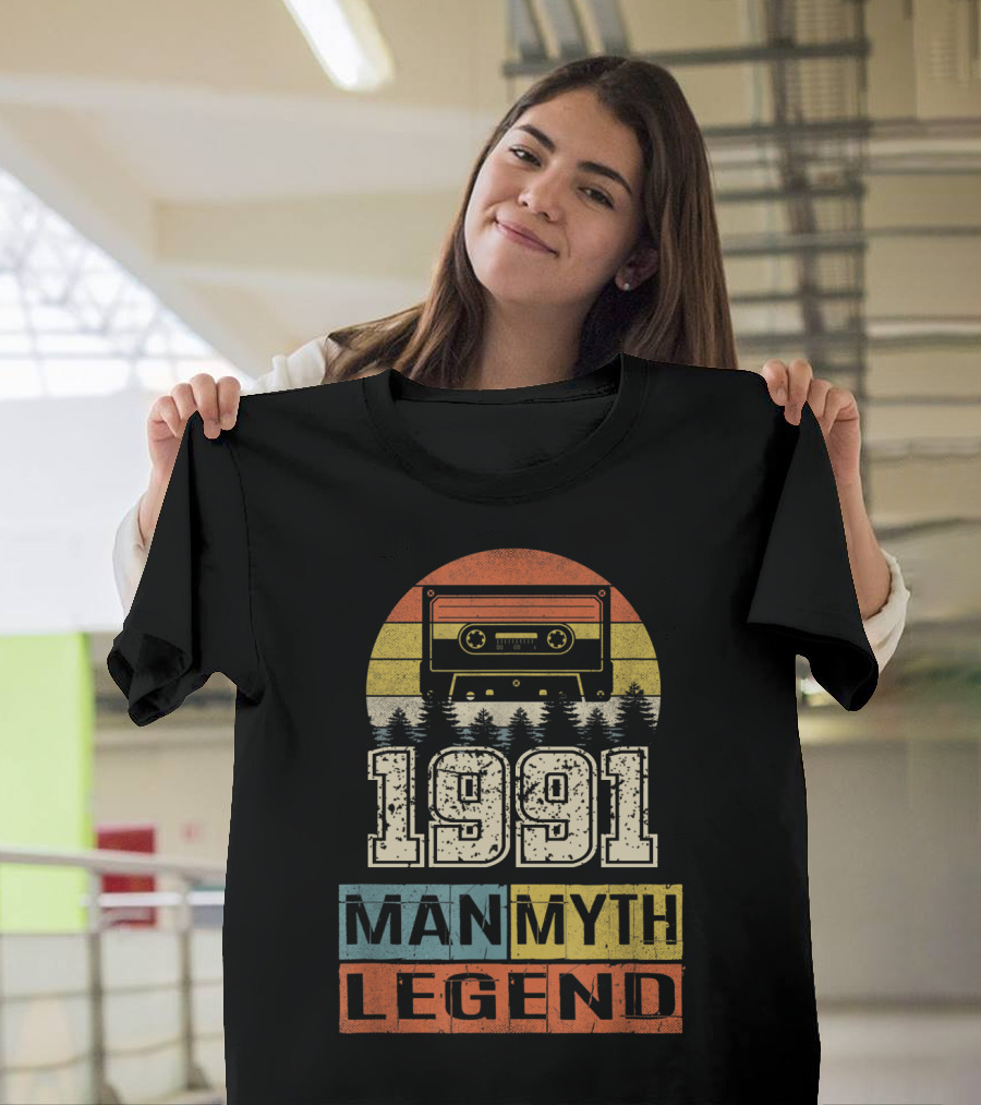 Vintage 1991 Cassette Man Myth Legend Retro T-Shirt