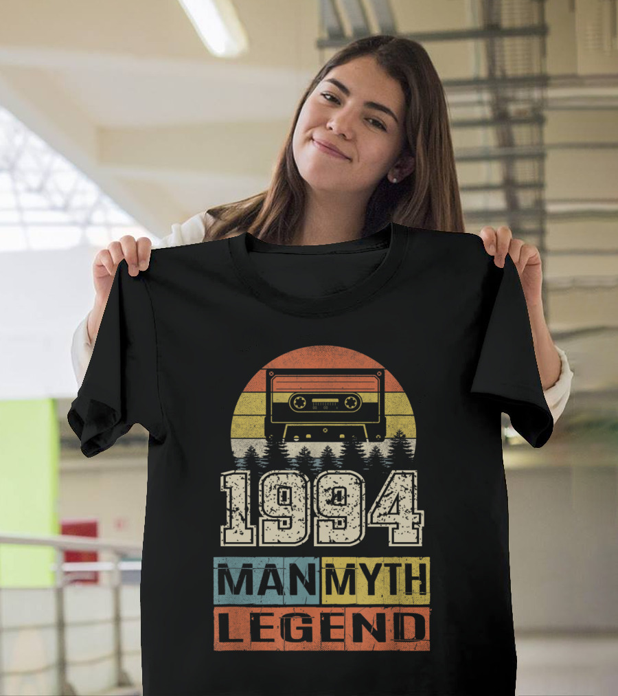 Vintage 1994 Man Myth Legend Cassette Sunburst Forest Retro T-Shirt