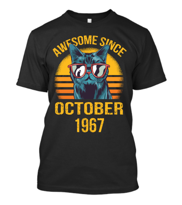 Awesome Since October 1967 Cat With Sunglasses T-Shirt