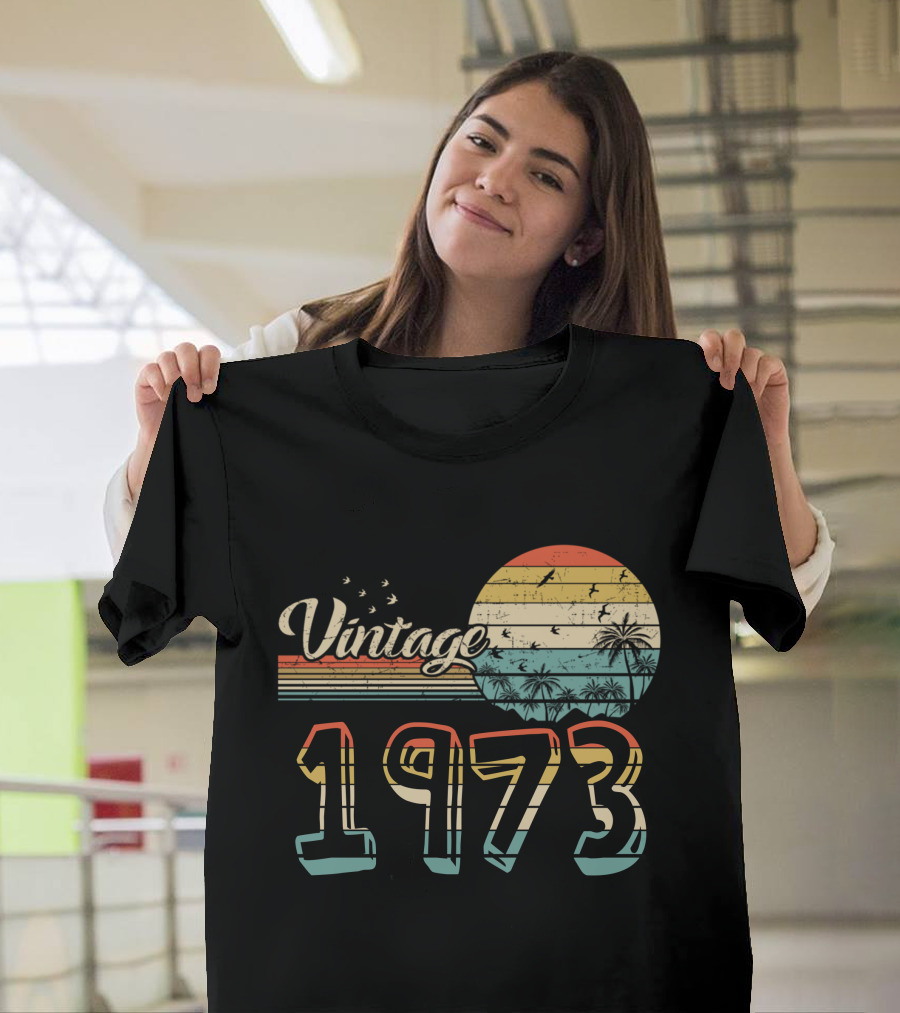 Vintage 1973 Retro Sunset Palm Trees T-Shirt