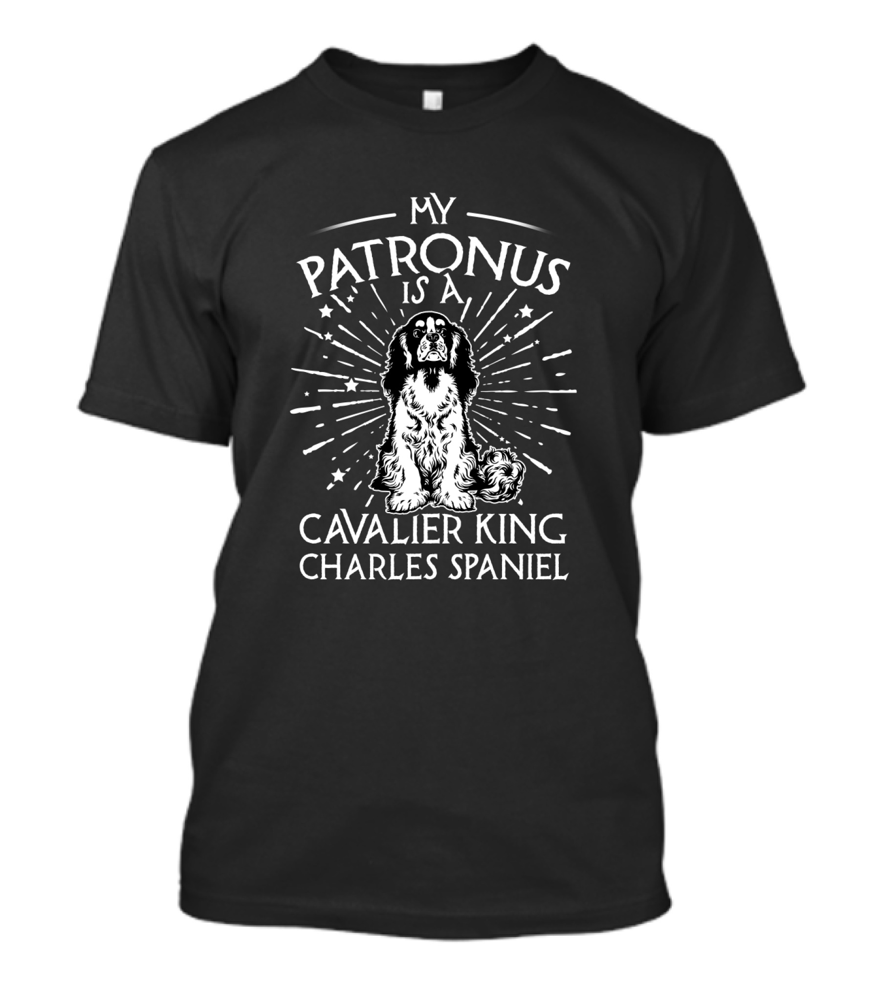 My Patronus Is A Cavalier King Charles Spaniel Dog With Magical Starburst Background T-Shirt
