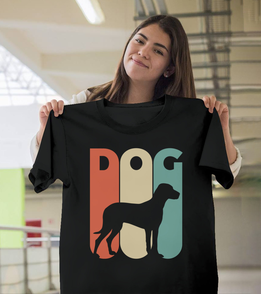 Vintage Style Dog Silhouette Graphic Retro Color Scheme T-Shirt