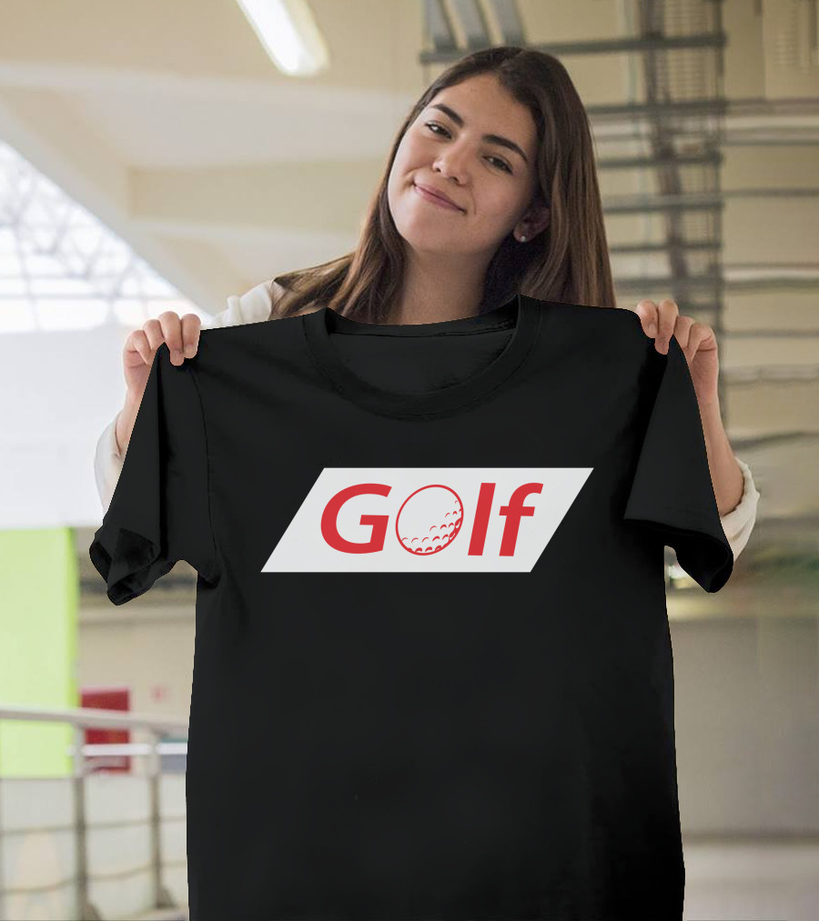 Golf Diagonal Red Text with Golf Ball T-Shirt