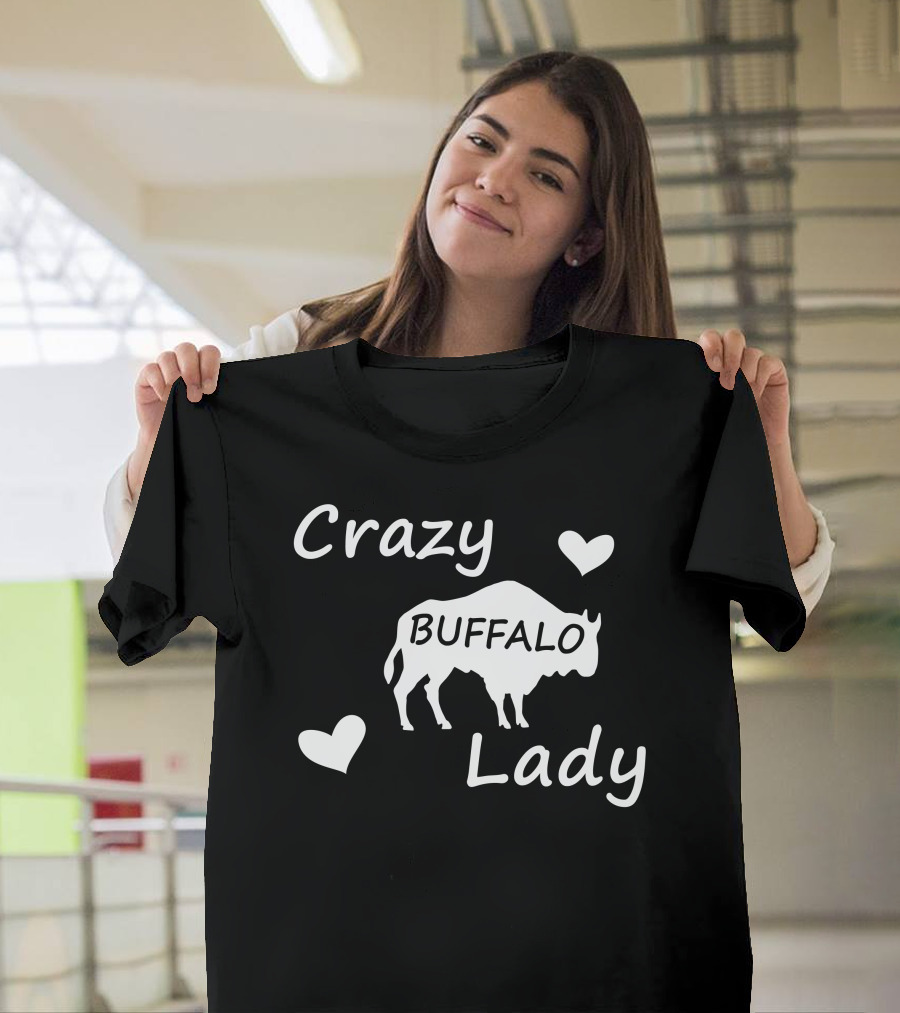 Crazy Buffalo Lady Buffalo Silhouette with Hearts T-Shirt