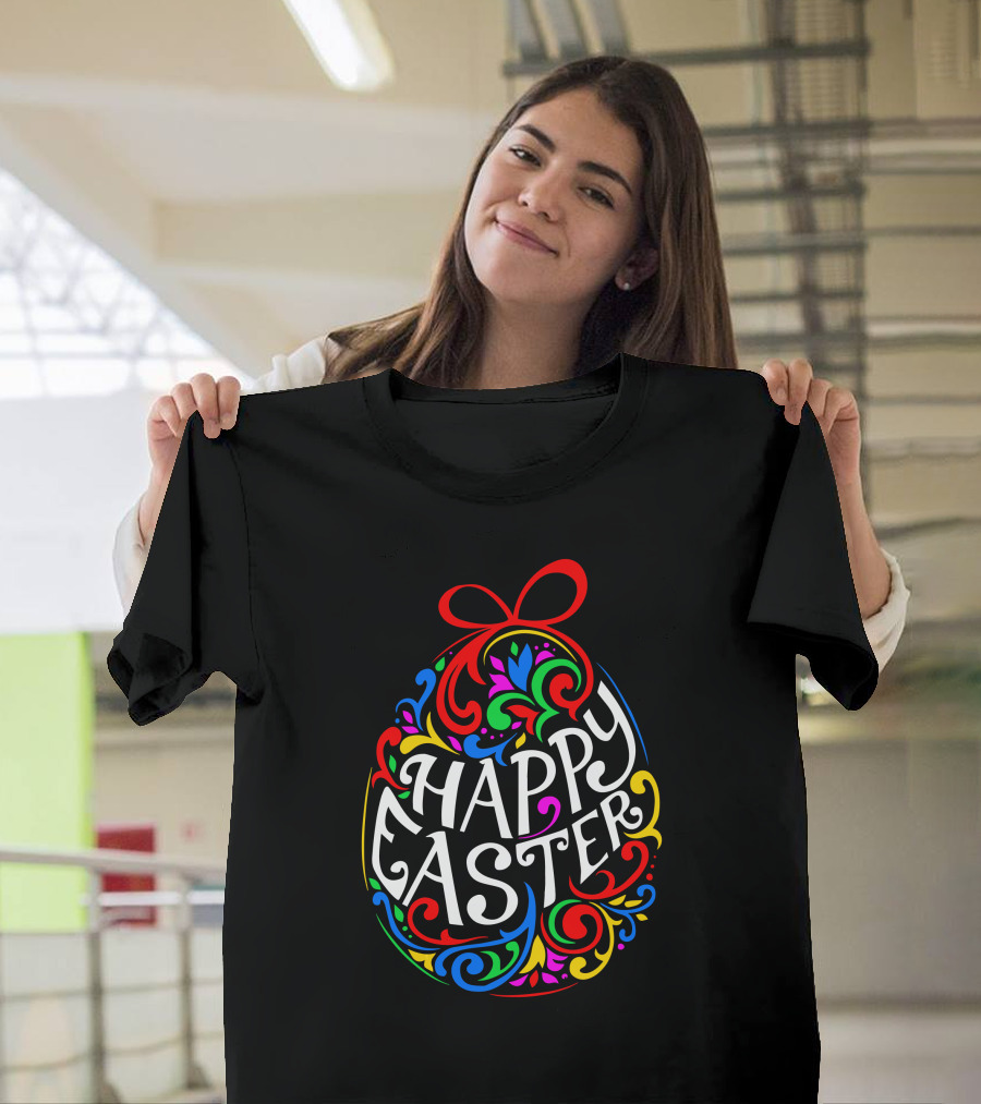 Happy Easter Colorful Floral Egg T-Shirt