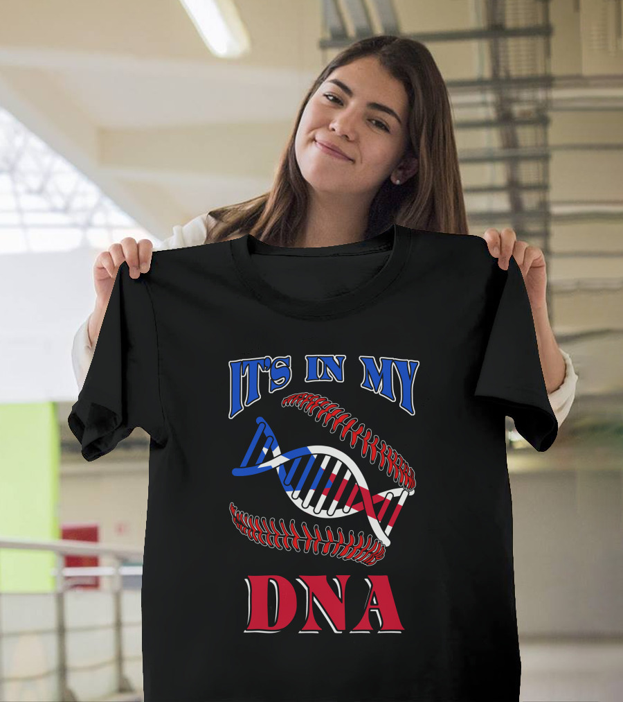 Puerto Rico Baseball DNA PR Boricua Flag It's in My DNA Borinquen T-Shirt