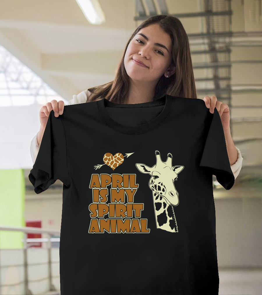 April Is My Spirit Animal Giraffe Heart Arrow T-Shirt